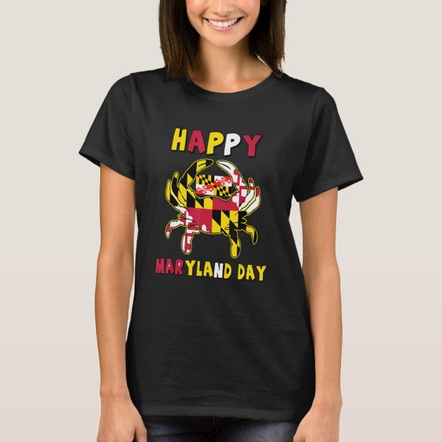 Maryland Day Happy Baltimore Crab Md American Flag T-Shirt (Front)
