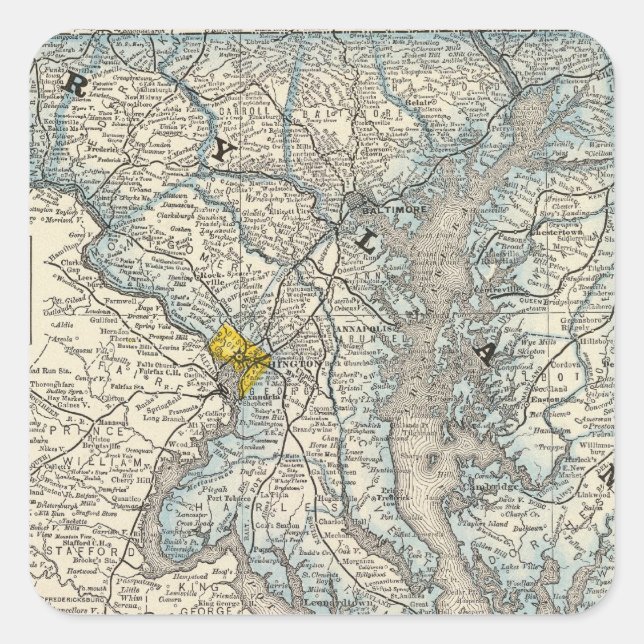 Maryland, DC, and Delaware Square Sticker (Front)