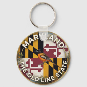 🦜 Maryland Flag and Baltimore Oriole Heritage Keychain