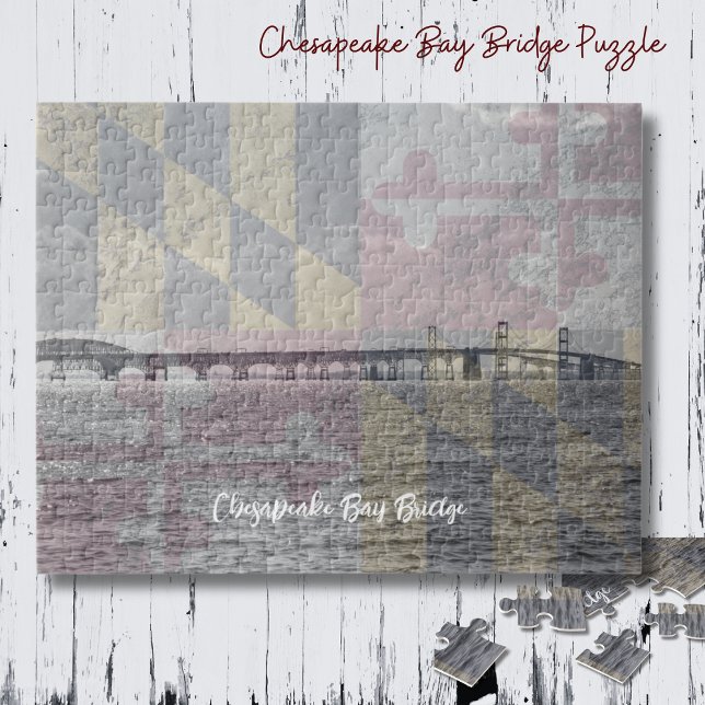 Maryland Flag and Chesapeake Bay Bridge Puzzle (Chesapeake Bay Bridge puzzle can be personalized. A touch of Maryland!)