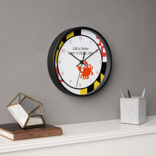 Maryland Flag and Crab Personalized Wall Clock