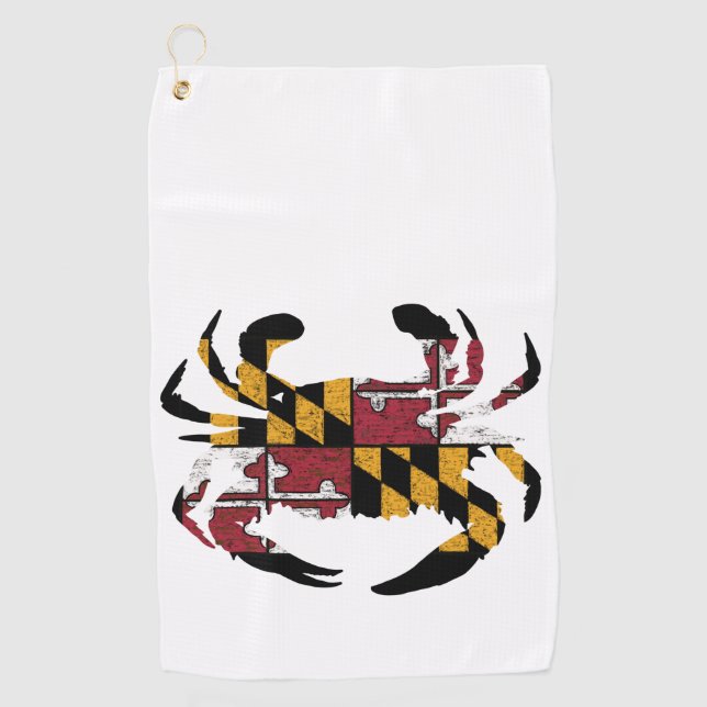 Maryland Flag Blue Crab Golf Towel (Front)