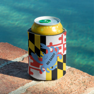 Maryland Flag Blue Crab Personalized Can Cooler