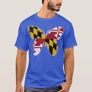 Maryland Flag Butterfly Butterflies Art Vintage  T-Shirt