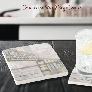 Maryland Flag Chesapeake Bay Bridge Stone Coaster
