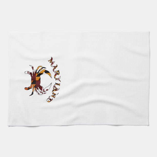 Maryland Flag Crab Kitchen Towel (Horizontal)