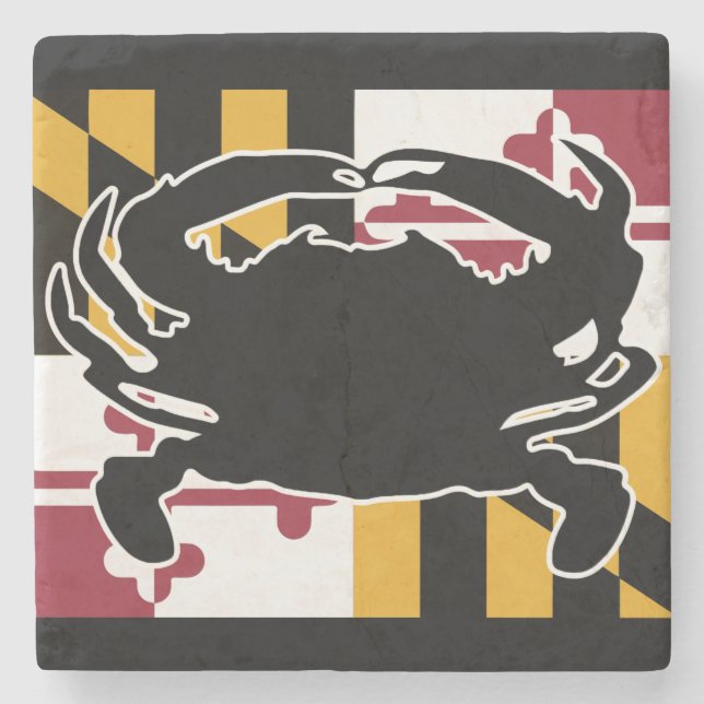 Maryland Flag/Crab marble coaster (Front)