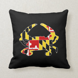 Maryland Flag Crab Polyester Throw Pillow 16" x 16