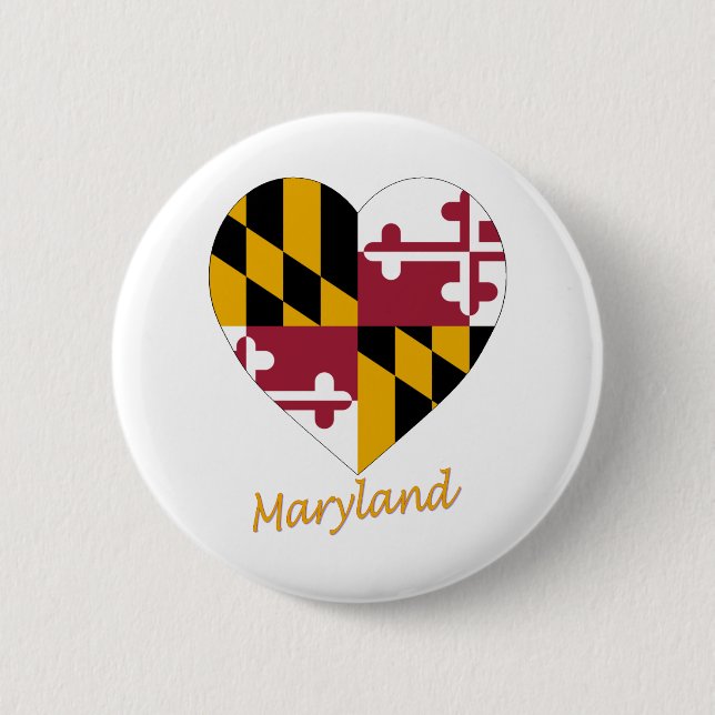 Maryland Flag Heart 2 Inch Round Button (Front)