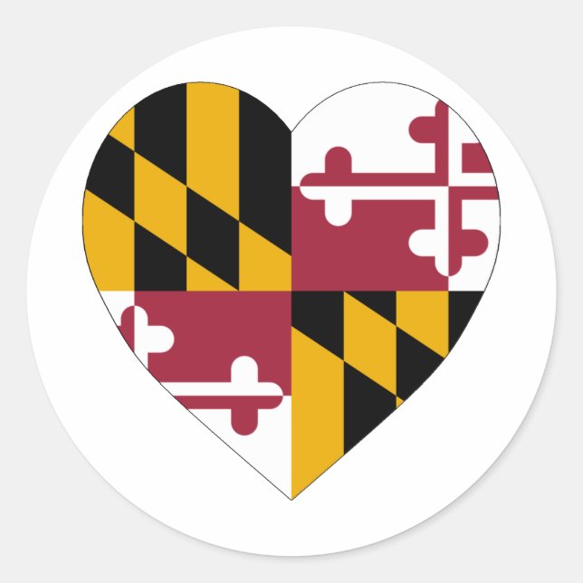 Maryland Flag Heart Classic Round Sticker (Front)