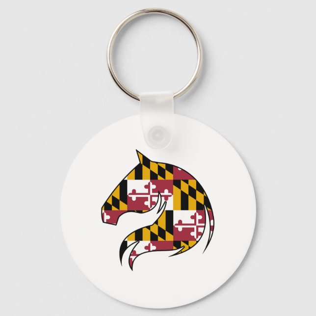 Maryland Flag Horse Button Keychain (Front)