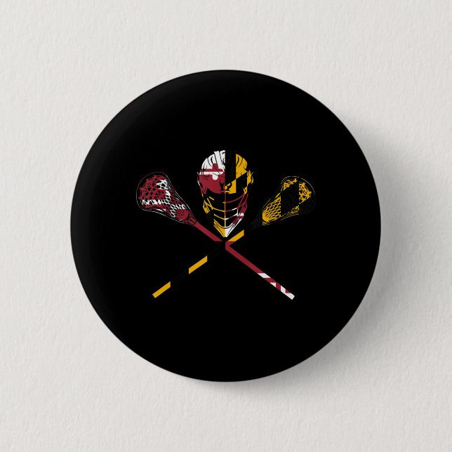 Maryland Flag Lacrosse Boys Men's Women's College  2 Inch Round Button (Front)