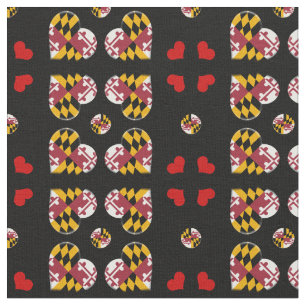Maryland Flag & Maryland Hearts fashion Fabric/USA Fabric