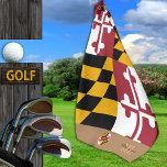 Maryland flag & Maryland monogrammed / golf towel<br><div class="desc">Sports/Golf Towel: Maryland & Maryland flag with monogrammed "custom" name at the bottom - love my country,  travel,  holiday,  patriots / sports fans</div>