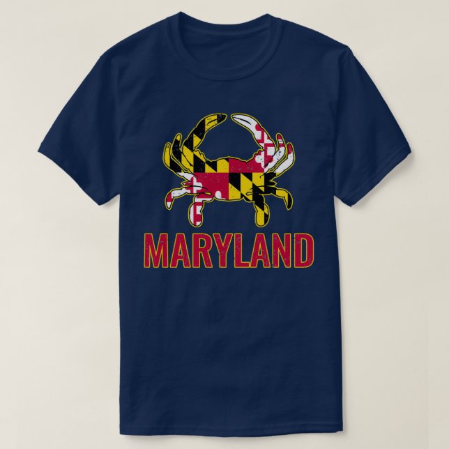 Maryland Flag Maryland State Crab Flag T-Shirt (Design Front)