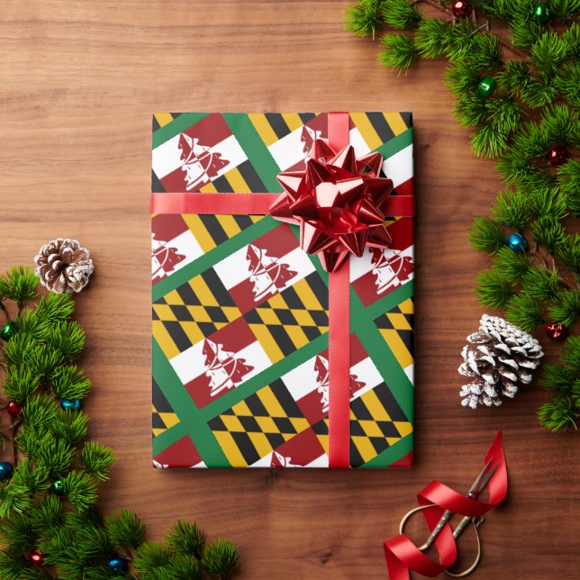 Maryland Flag Merryland Christmas   Wrapping Paper (Holiday Gift)