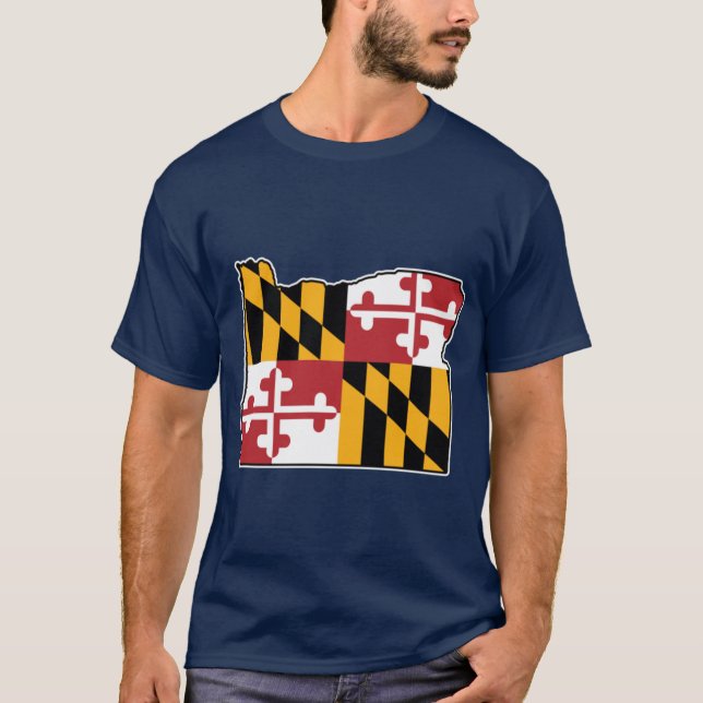 Maryland Flag Oregon Map T-Shirt (Front)