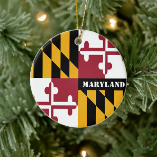 Maryland Flag Ornament, Christmas, Maryland Ceramic Ornament
