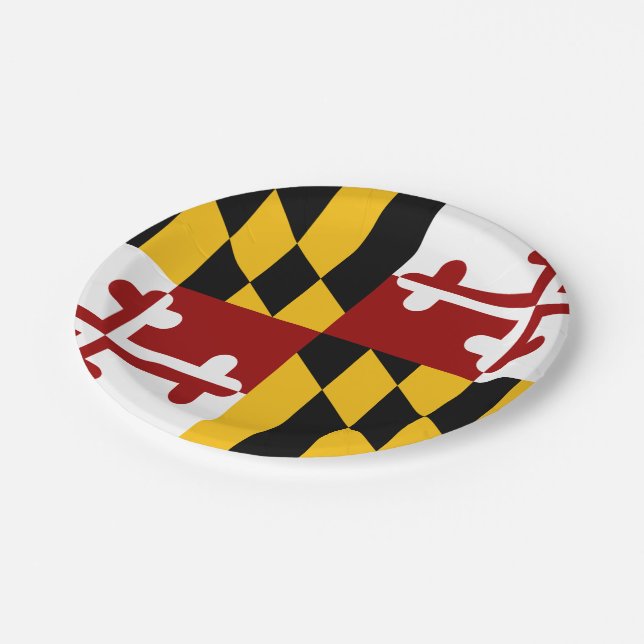 Maryland flag paper plate (Angled)