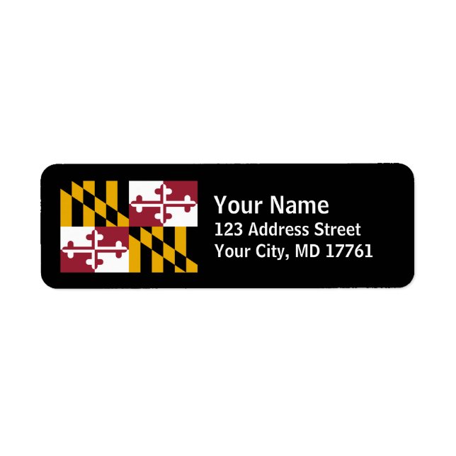Maryland Flag Return Address Labels Black (Front)
