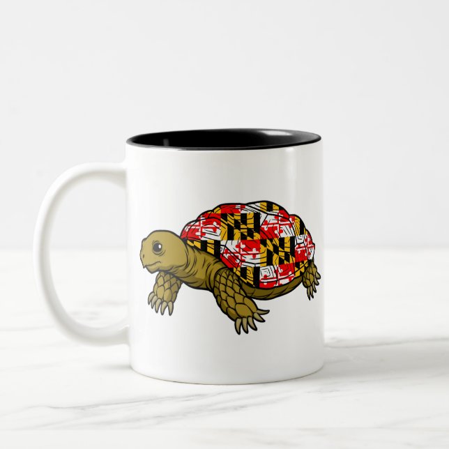 Maryland Flag Tortoise Two-Tone Coffee Mug (Left)