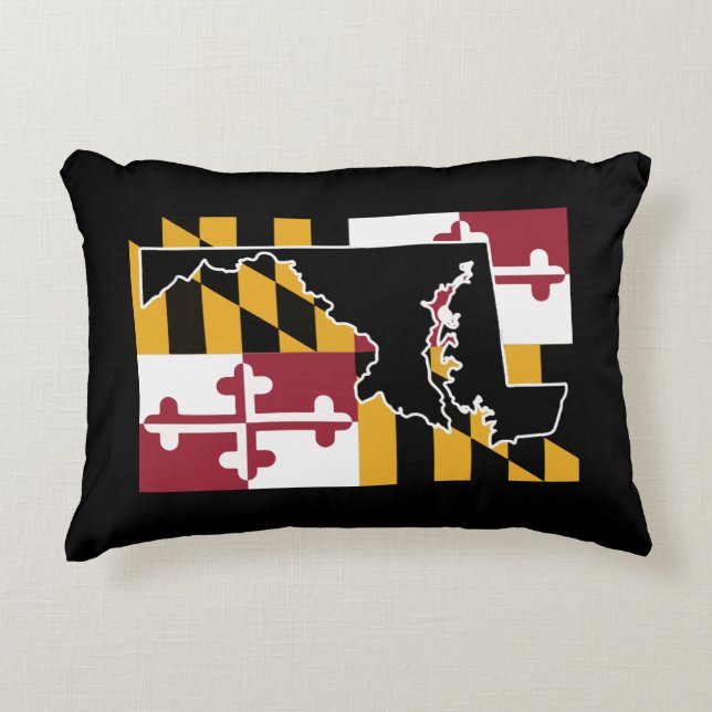 Maryland flag w/state shape decorative pillow (Front)