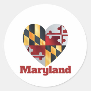 Maryland Heart Flag Classic Round Sticker