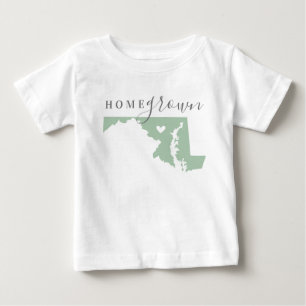 Maryland Home Grown Editable Colours State Map Baby T-Shirt