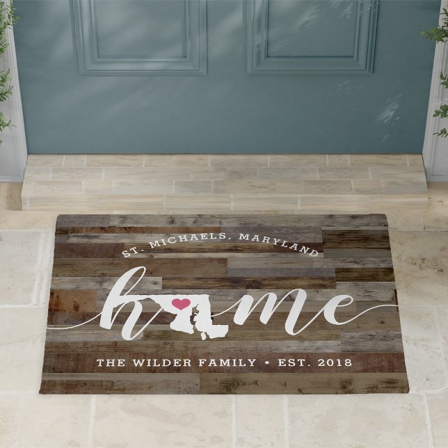 Maryland Home State Personalized Wood Look Doormat (Creator Uploaded)