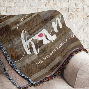 Maryland Home State Personalized Wood Look Throw Blanket