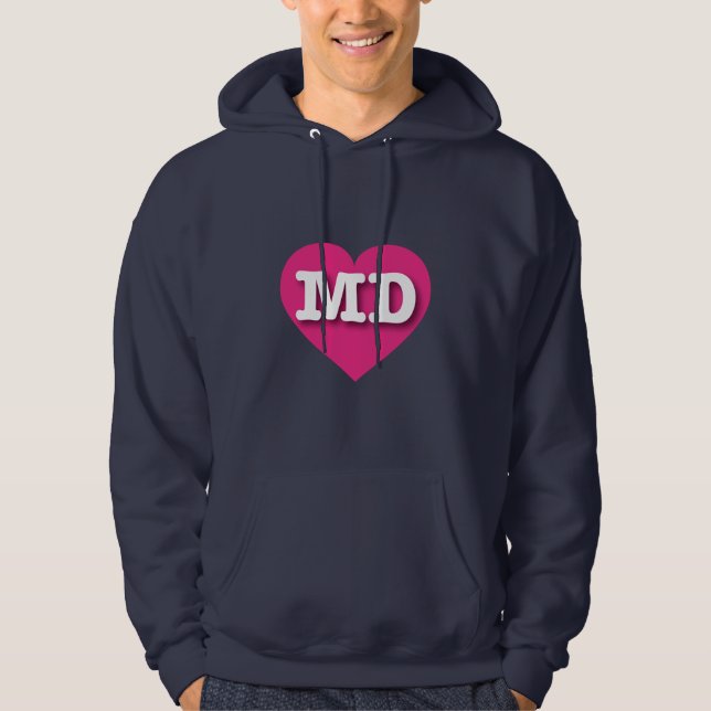 Maryland Hot Pink Heart - I love MD Hoodie (Front)