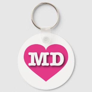 Maryland Hot Pink Heart - I love MD Keychain