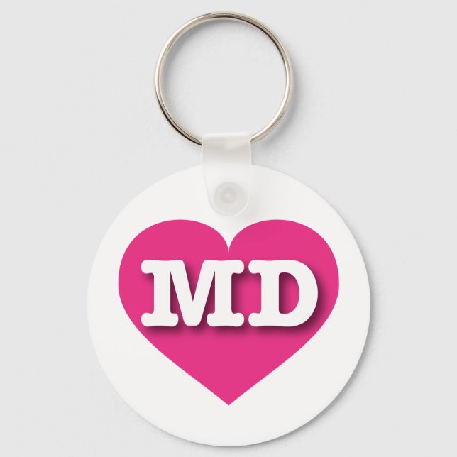 Maryland Hot Pink Heart - I love MD Keychain (Front)
