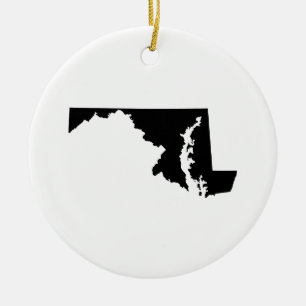 Maryland in Black and White Ceramic Ornament