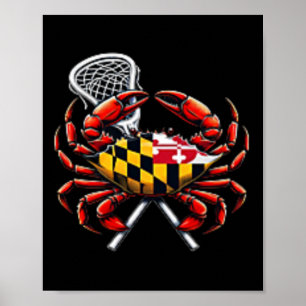 Maryland Lacrosse Crab Sports Enthusiast Fan  Poster