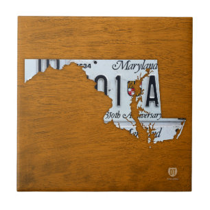 Maryland License Plate Map Ceramic Tile