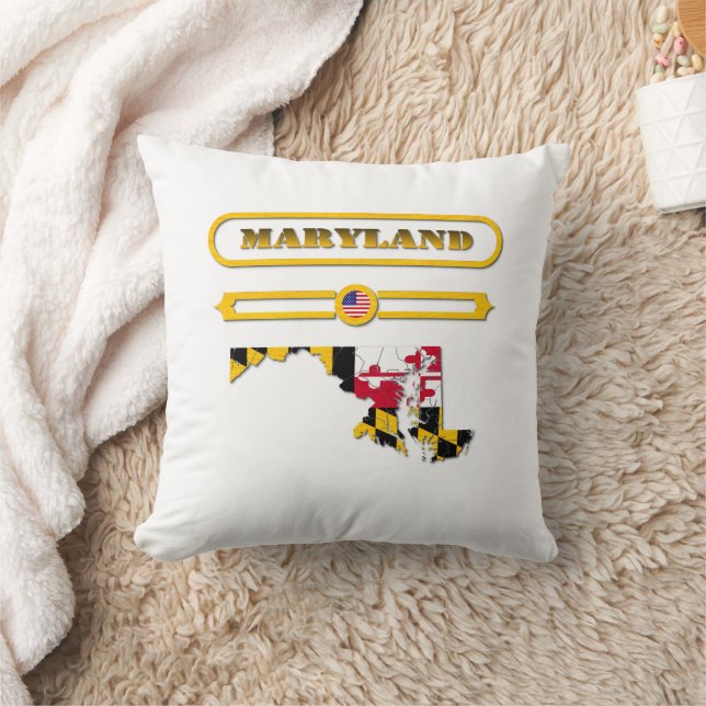 MARYLAND MAP, MARYLAND, USA. SAMER BRASIL THROW PILLOW (Blanket)