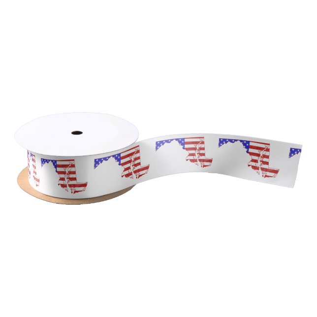 Maryland Map Shaped American Flag Patriotic Satin Ribbon (Spool)
