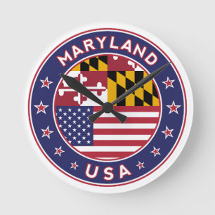 Maryland, Maryland sticker, phone case, bag Round Clock