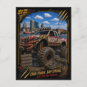 Maryland Monster Truck Off Road Art Postcard