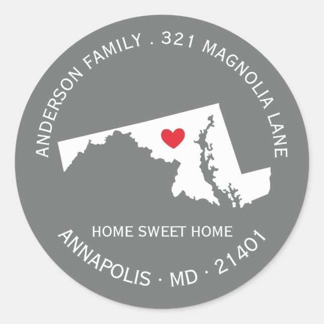 MARYLAND | Nouveau Sticker Étiquette de adresse Ho (Devant)