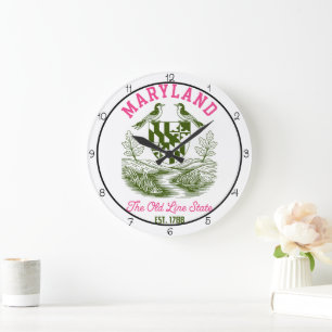 Maryland Old Line State Birds  Large Clock