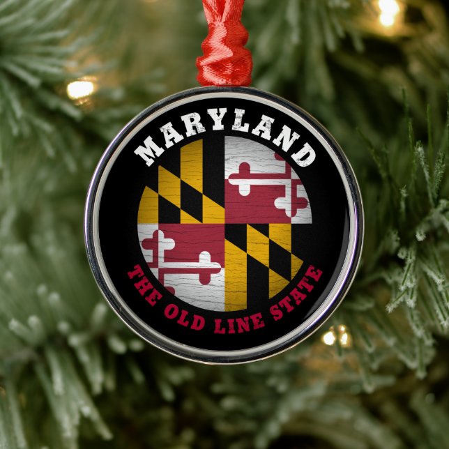 MARYLAND OLD LINE STATE FLAG METAL ORNAMENT (Tree)