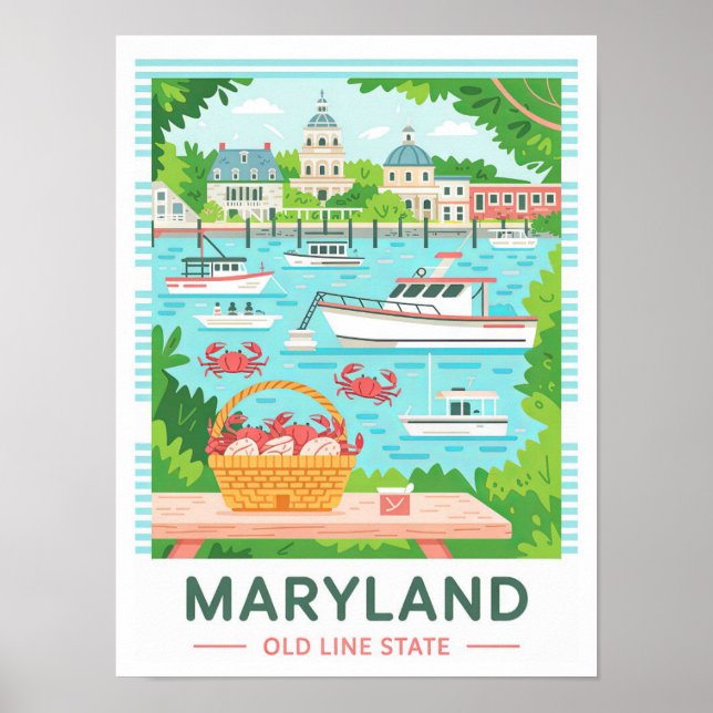 Maryland Old Line State USA Summer Travel Poster (Front)
