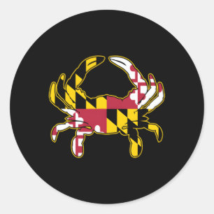 Maryland Pride Flag Crab With Md Flag Colours Over Classic Round Sticker