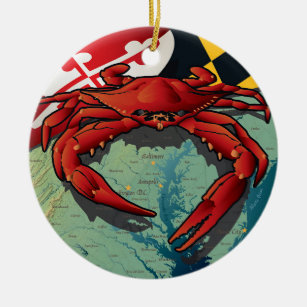 Maryland Red Crab by Joe Barsin Ceramic Ornament