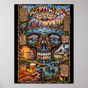 Maryland Skull Art Print State of Mind