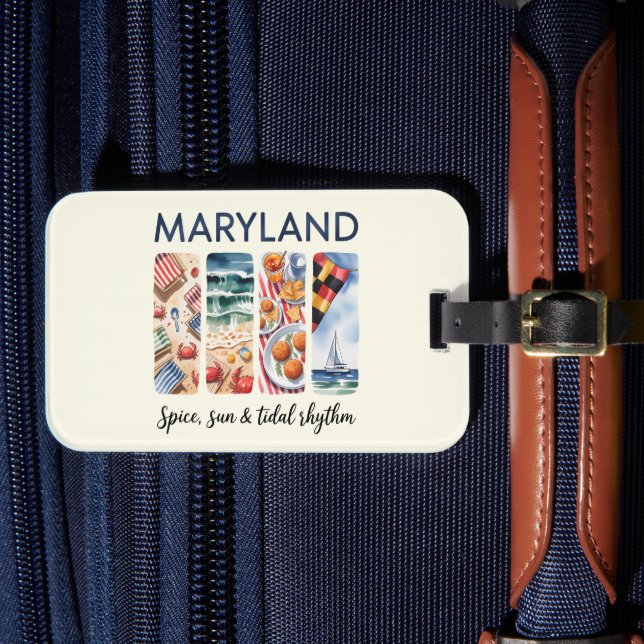 Maryland – Spice, Sun & Tidal Rhythm Luggage Tag (Front Insitu 4)