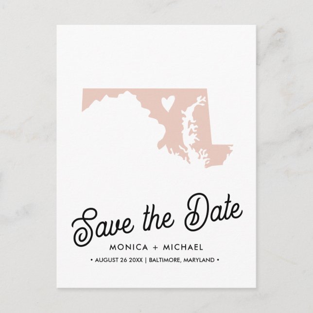 MARYLAND State Destination Wedding  ANY COLOR!    Announcement Postcard (Front)