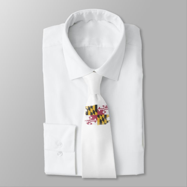 Maryland state flag brush stroke, Maryland flag Tie (Tied)